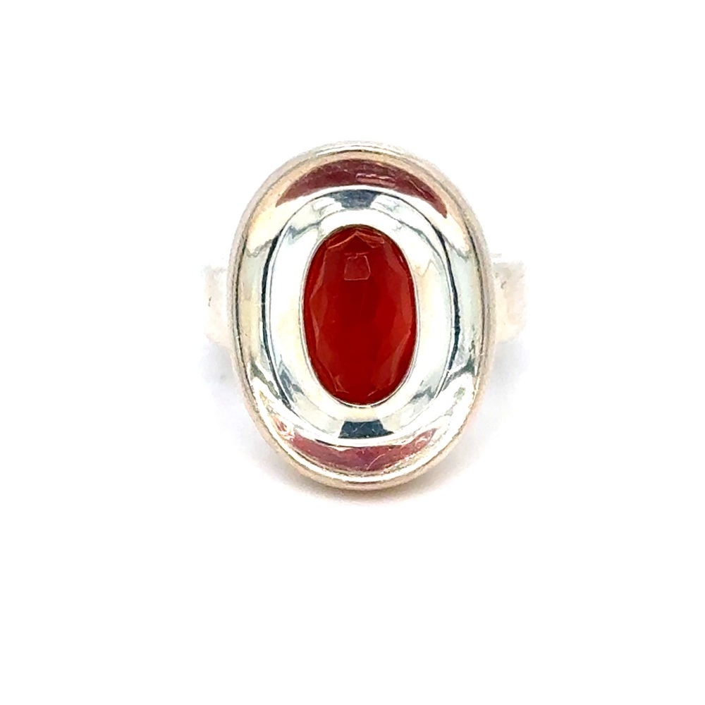 Robert‎ Lee Morris Silver Ring with Red Oval Stone